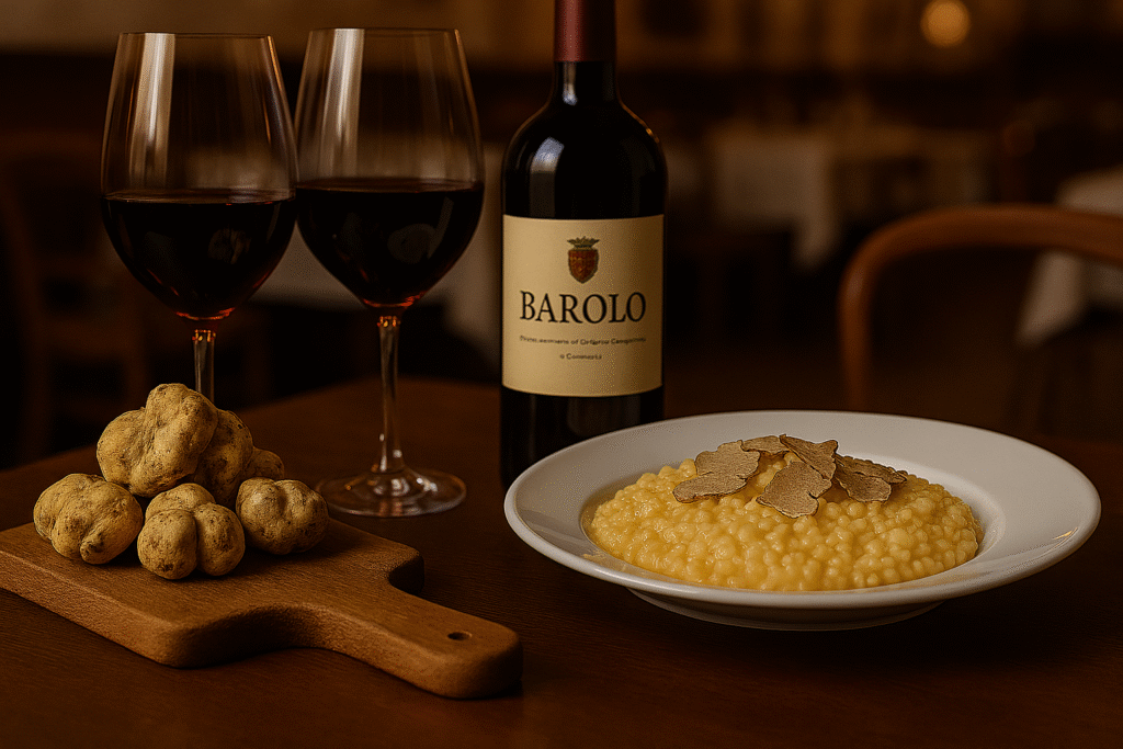 Barolo-viini ja tryffelirisotto